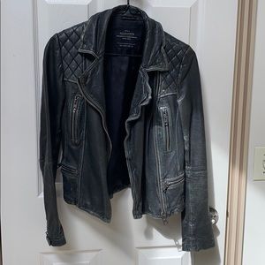 Allsaints cargo leather biker jacket